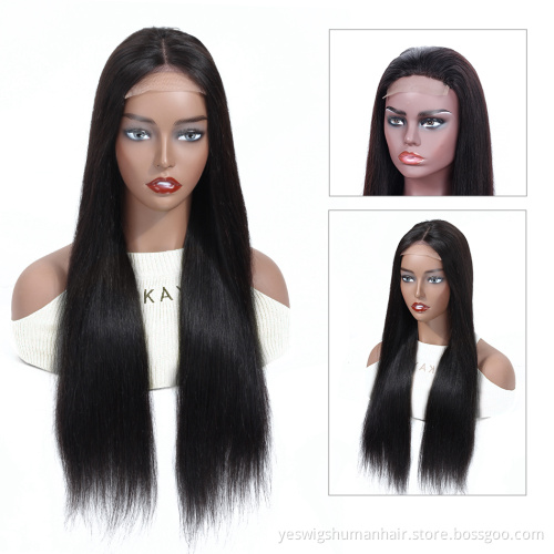 Wholesale Lace Wig Vendors natural Straight Raw Peruvian Remy Cuticle Aligned Human Hair Cheap Lace Closure Wig For Black Women